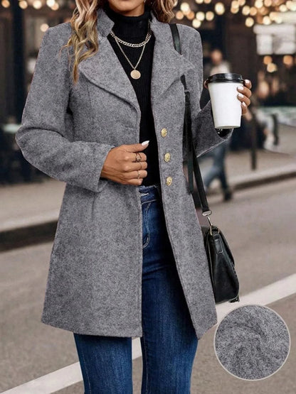 Women's winter coats; solid-color women's winter tops; mid-length, elegant and comfortable long-sleeved cardigans for women