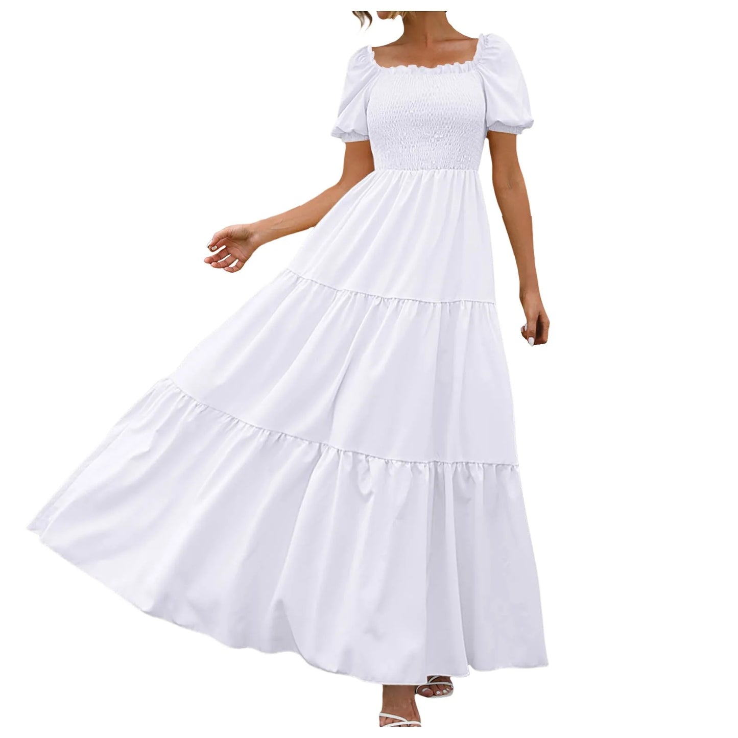 Female Dresses Outfits Women'S 2024 Floral Boho Dress Wrap Crew Neck Short Sleeve Belted Ruffle Hem A Line Flowy Ropa Para Mujer