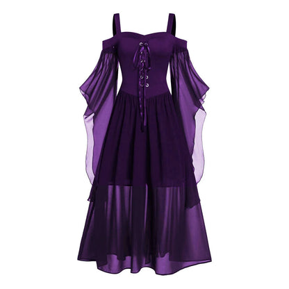 5XL Women Fashion Vintage Style Square Neck Party Dress Women Cosplay Dress Retro Midi Gown Dress Gothic Dresses Women Clothing