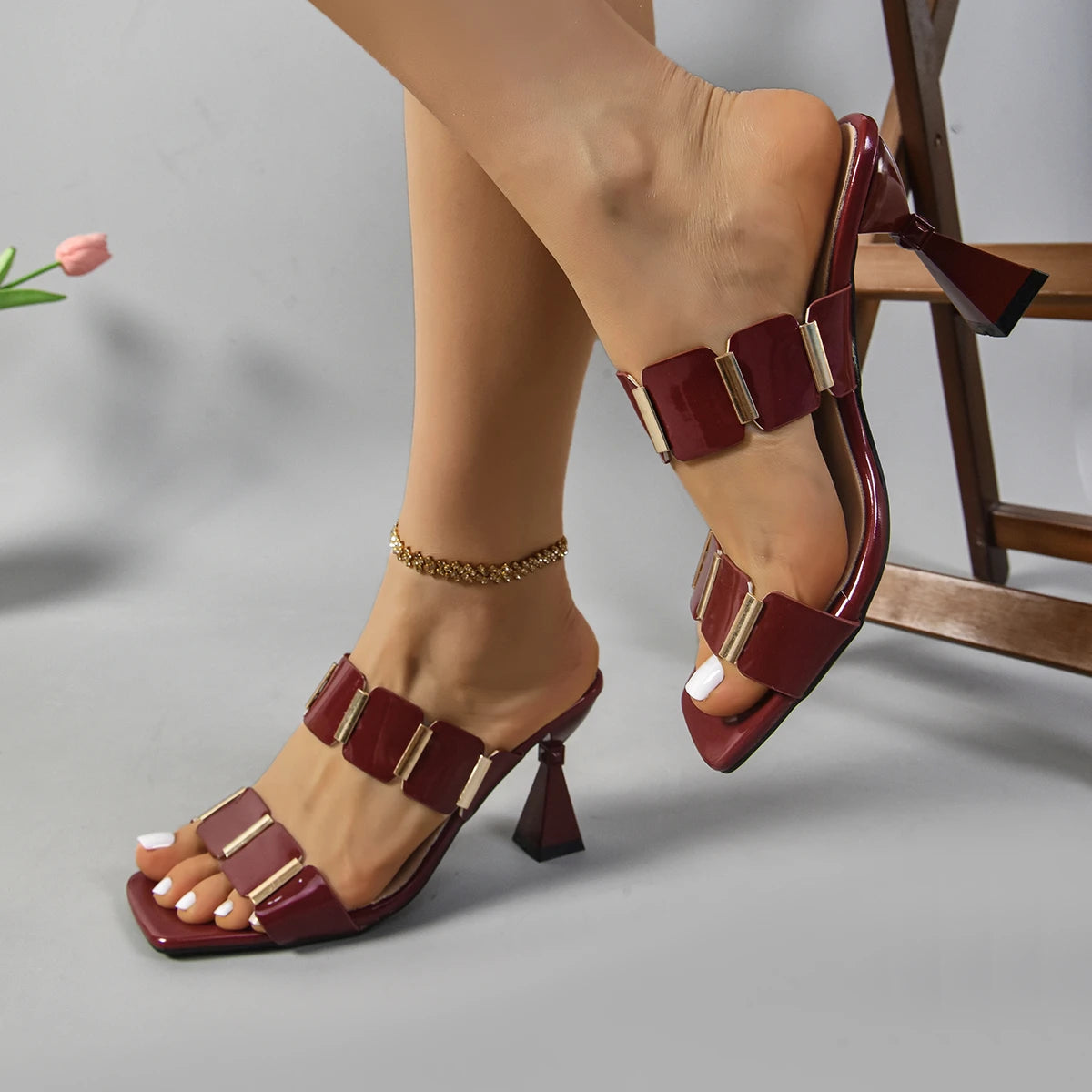 Shoes for Women 2025 Women Fashion Spring Summer High Heel Sandals Lady Sexy Comfortable Female Cute PU Sandals Women Shoes