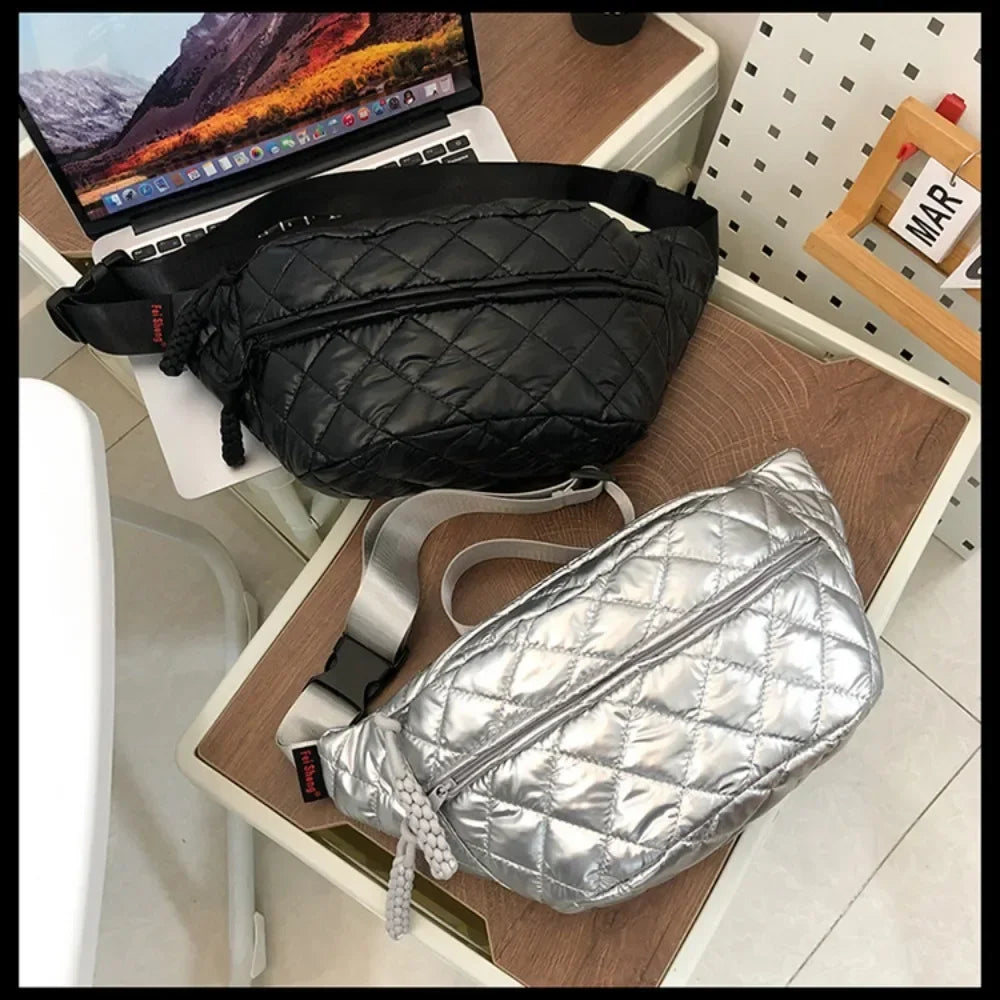 Couple Quilted Chest Bag Crossbody Bag Fashion Casual Crossbody Purse Shoulder Bag for Travel Hiking Cycling for Christmas Gift