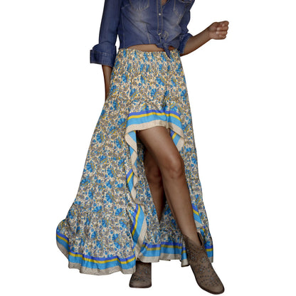 Womens Tennis Skirt Women's Summer New Cotton Floral Print Irregular A Line Skirt Half Skirt Full Skirts for Women