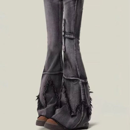 New retro slim-fitting women pants Y2k fashion trendy wasteland trousers legs furrow stretch jeans for women