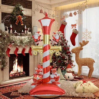 Christmas Foil Balloon New Year Snowman Santa Claus Standing Street Lamp Balloon for Kids Party Gift Home Decorats Supplies