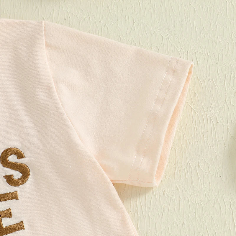 Soft pink 2-piece outfit for toddler adventures featuring a cozy short-sleeve top