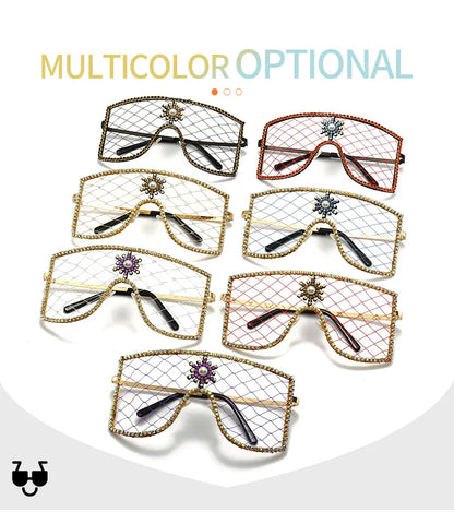 Luxury Diamonds Steampunk Sun Glasses Women Men Oversized Rhinestone Spectacles DIY Trends Personality Eyewear De Sol Oculos