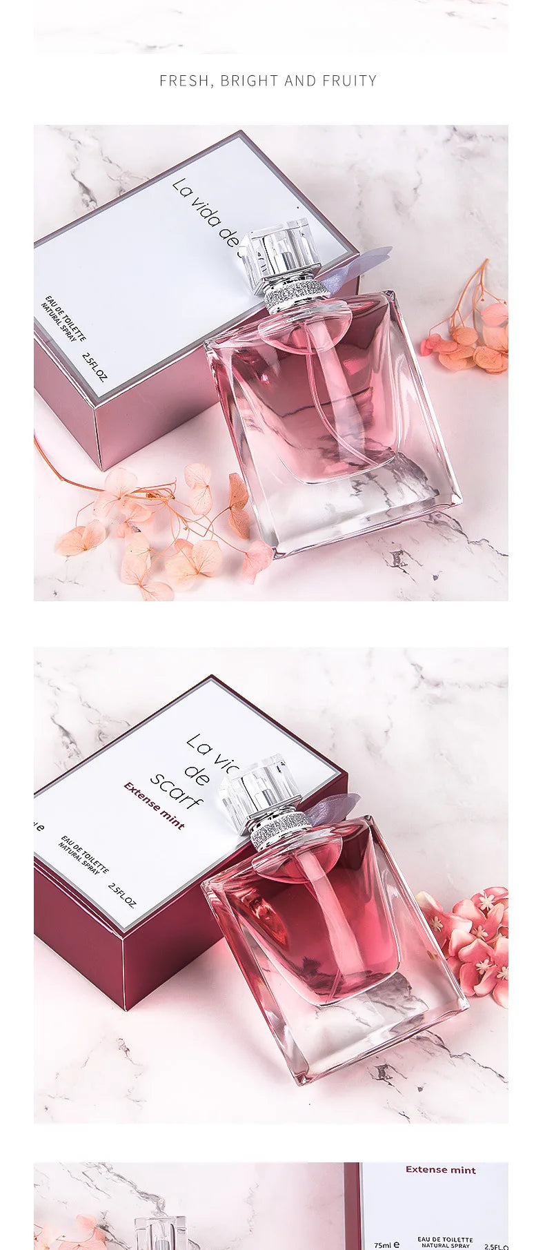 High-Quality Ribbon Women's Perfume Floral Scent Intense Fragrance 50ml Premium Brand Perfume 75ml, Red Elegant Packaging femme