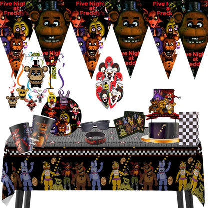 FNAF Five Nights Freddyed Birthday Party Decorations Disposable Tableware Cup Plate Party Supplies