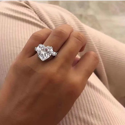 Original 100% 925 Sterling Silver Wedding Engagement Cocktail Women Luxury Drop Cuts Simulated Diamond Rings Fine Jewelry Gift