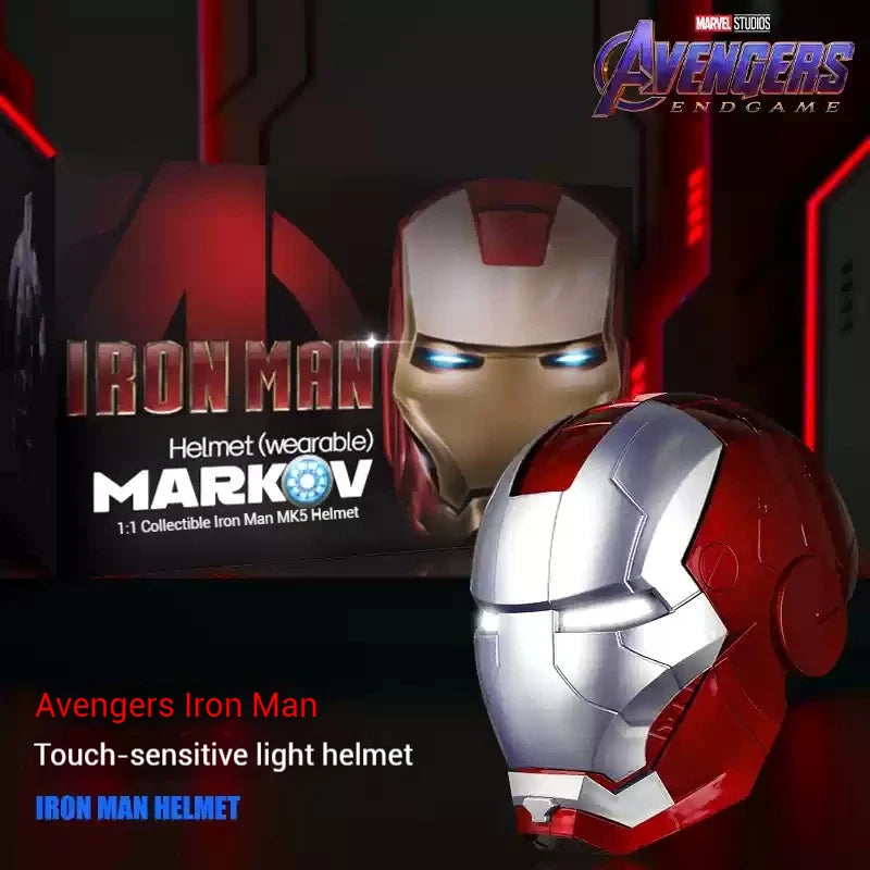Iron Man 1/1 Cosplay Helmet Mk5 Electric Voice Control Helmet Led Eyes Metal Mask Model Toys Children Adults Christmas Gift