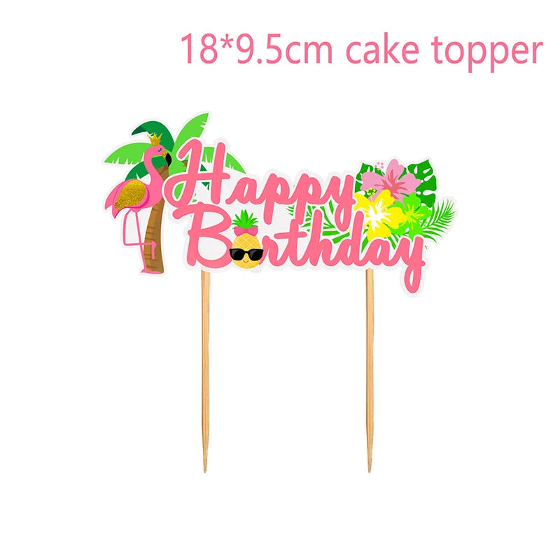 Hawaiian Party Decorations Flamingo Garlands Banner Balloons For ALOHA Luau Party Tropical Summer Beach Birthday Party Supplies