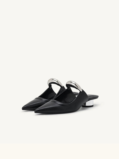 Pointed Toe Women's Slippers 2024 Summer Fashion Shallow Mouth Women's Mules Comfortable Wear Outside Ladies One Word Drag