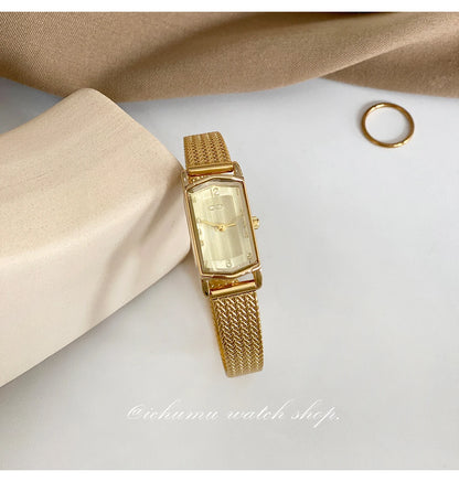 Vintage Gold Watch for Delicate Rectangle Dial Design Watch Women Waterproof Quartz Women's Watches