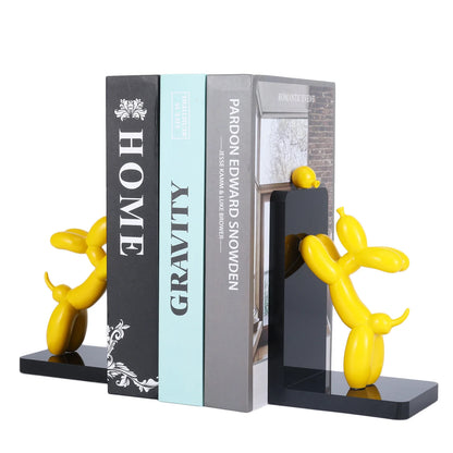 Resin Balloon Dog Book Ends Home Decor Modern Dog Stature Bookends Shelves Hold Books Heavy Duty Book Holder Stopper for Shelf
