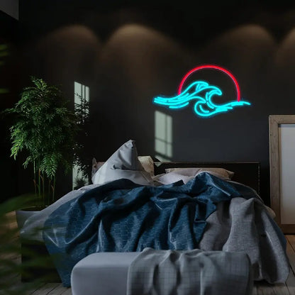 Sunrise Sunset Neon Sign Moon over Sea  LED Light Twilight Wave  Wall Signs for Room Decor Anime Neon Light Acrylic cloud Sign