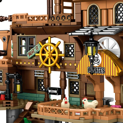 Pirate's Wharf Center Building Blocks Set, Car Home Decoration Crafts，Craft Toys，DIY Toys，Animation Derivatives，Children Toys