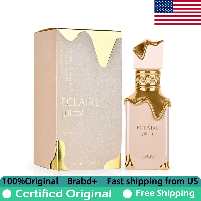 Lattafa Eclaire Eau de Parfum Spray 100ml Premium Arabian Perfumes Lasting Floral Sweet Gourmand Perfume for Women 3.4 Ounce