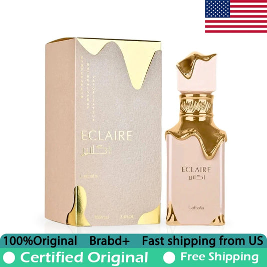 Lattafa Eclaire Eau de Parfum Spray 100ml Premium Arabian Perfumes Lasting Floral Sweet Gourmand Perfume for Women 3.4 Ounce