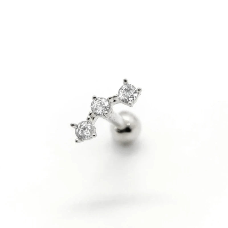 CANNER Pendientes Plata 925 Piercing Stud Earrings For Women Cubic Zirconia 925 Sterling Silver Cartilage Earring Jewerly 1pcs