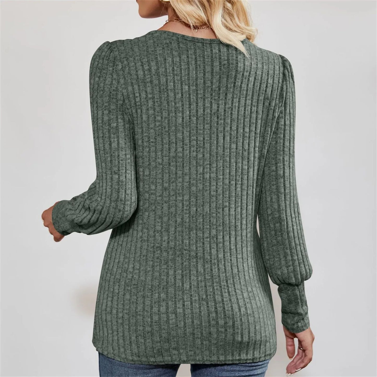 Autumn Elegant Trendy Long Sleeve Comfortable Ladies Top Casual Women's Pullover Simple Design Daily Solid Color Dress up