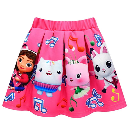 Pink Gabby's Dollhouse cosplay costume for girls featuring characters and musical notes