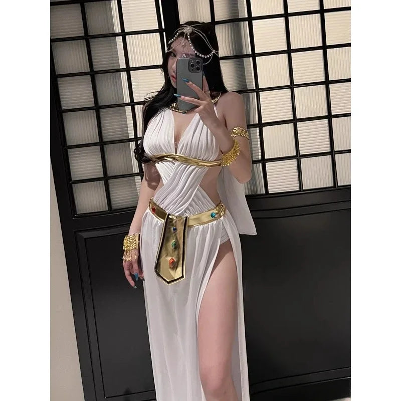 Role Playing Sexy Western Dance Girl Aladdin Peacock Princess Greek Goddess Costume Hot Egyptian Exotic Costume Performance Set