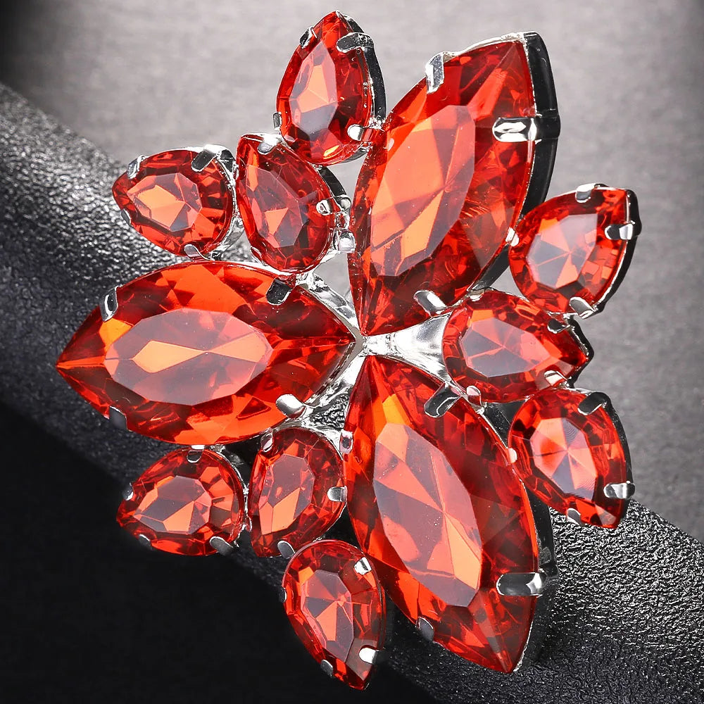 Stonefans Exaggerate Rhinestone Drop Rings for Women 2023 Drag Queen Accessories Cocktail Club Crystal Ring Adjustable Jewelry