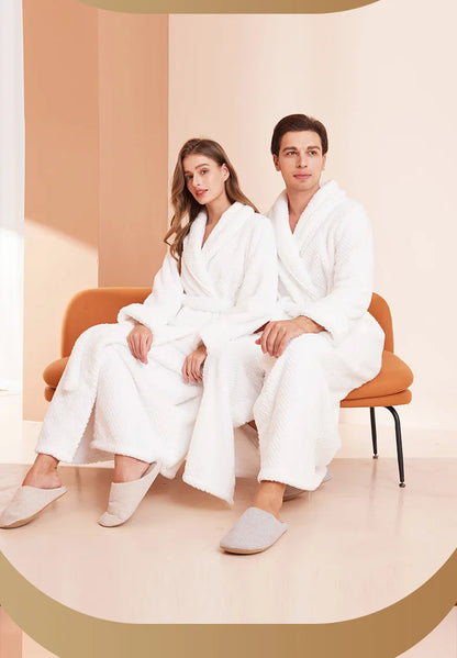 Thicken Flannel Women Long Robe Home Dress Autumn Winter Warm Couple Sleepwear Bathrobe Plush Coral Fleece Lounge Wear Negligee
