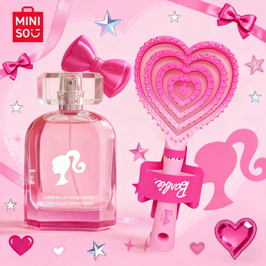 MINISO X Barbie Perfume and Barbie Pink Massage Comb Set 2.54 oz/75 ml Original Women's Perfume, Perfect Christmas Gift