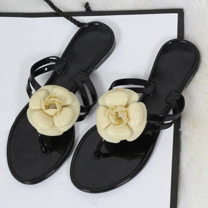 Slippers Hot Sale Fashion Women Flip Flops Summer Shoe Cool Beach Rivet Big Bow Flat Sandals Jelly Shoes Sandal Girls Size 36-42
