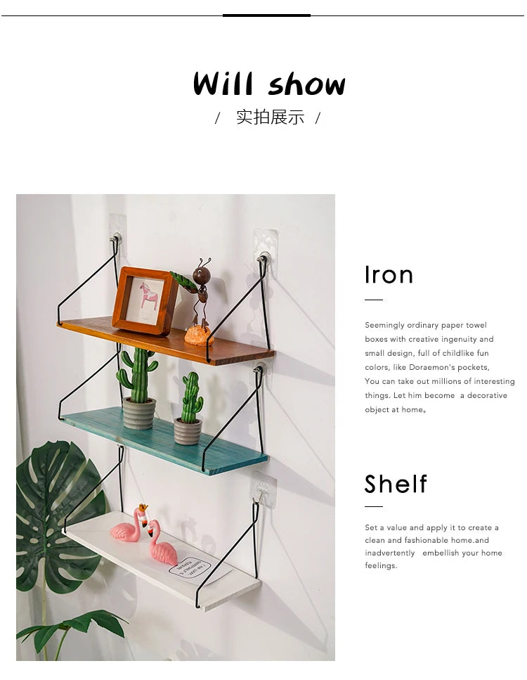Nordic Wooden Wall Hanging Shelves Living Room Decor Display Stand Home Wall Decoration Bedroom Storage Shelf