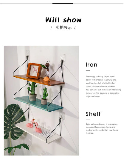 Nordic Wooden Wall Hanging Shelves Living Room Decor Display Stand Home Wall Decoration Bedroom Storage Shelf