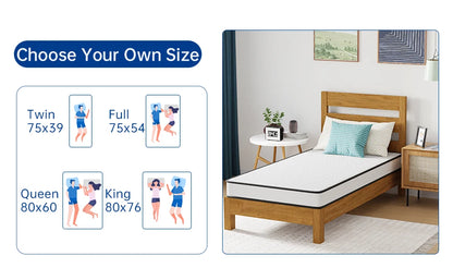 6 Inch Hybrid Mattress with Innerspring and Foam/Fiberglass Free/Medium Firm Spring Mattress/Twin Size Mattress in a Box/CertiPU