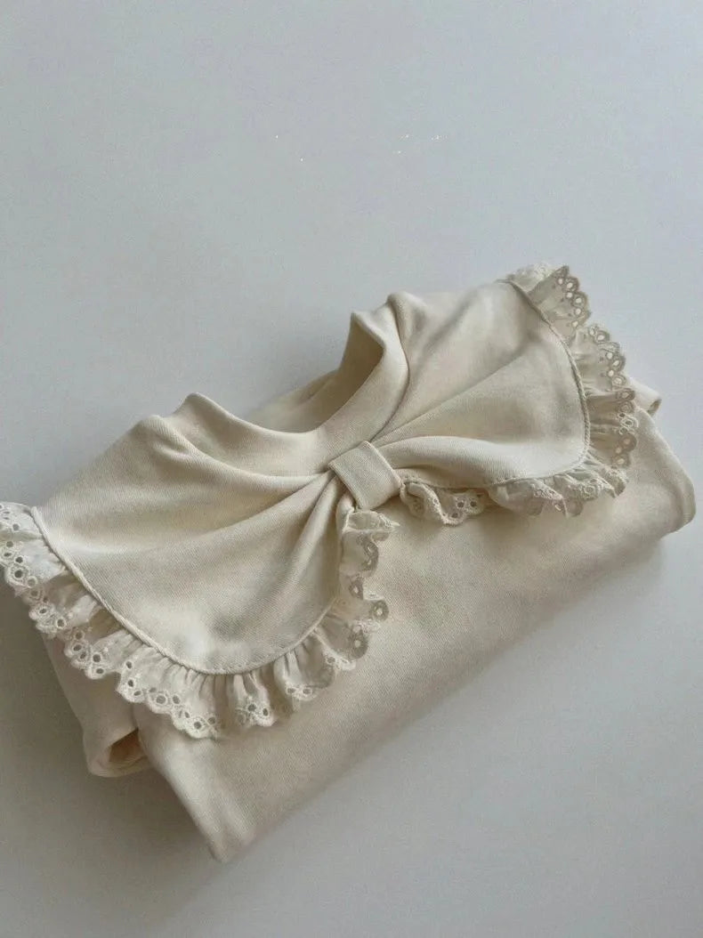 2024 Autumn New Baby Girl Long Sleeve T Shirts Infant Bow Bottoming Shirt Floral Casual Tops Toddler Kids Clothes Baby Tees