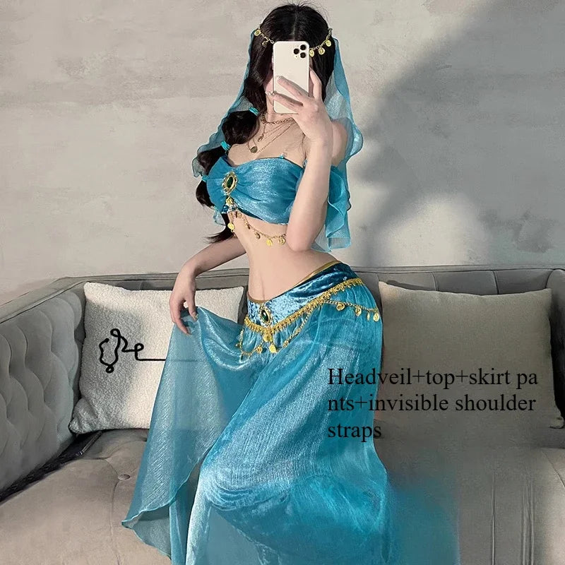 Role Playing Sexy Western Dance Girl Aladdin Peacock Princess Greek Goddess Costume Hot Egyptian Exotic Costume Performance Set
