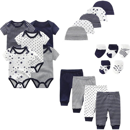 Unisex Baby Boy Girl Layette Sets Bodysuits Pants And Accessories 19 Packs Comfort Infant Outfit New Born Essentials