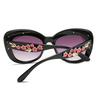 Retro Cat Eyes Sunglasses  Flower Cat Eyes Sunglasses UV400 Butterfly Eyes Broken Plastic Gradient Men's and Women's Sunglasses