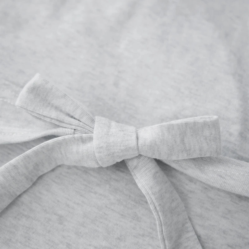 Women Fashion Lounge Set Vintage 2 Piece Outfit V Neck Waist Tie T-shirt + Elastic Waist Pants Autumn Long Sleeve Crop Tops