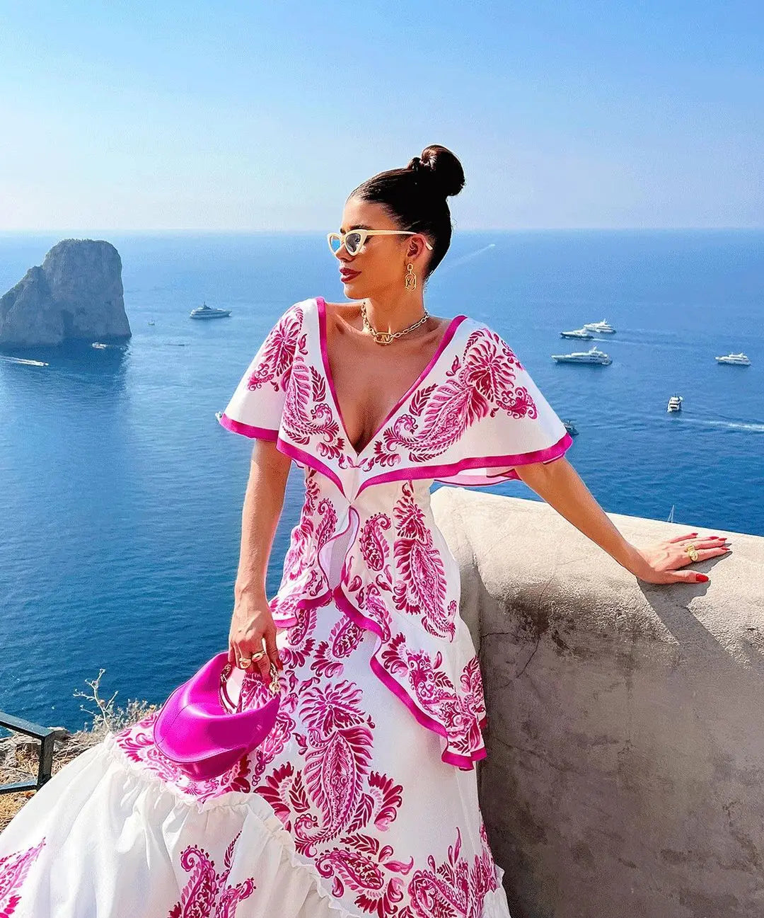New Shadow Cap Midi Dresses Women Cloak Sleeves Dress V Neck Halter Boho Summer Party Evening Female Vestidos Robe Summer