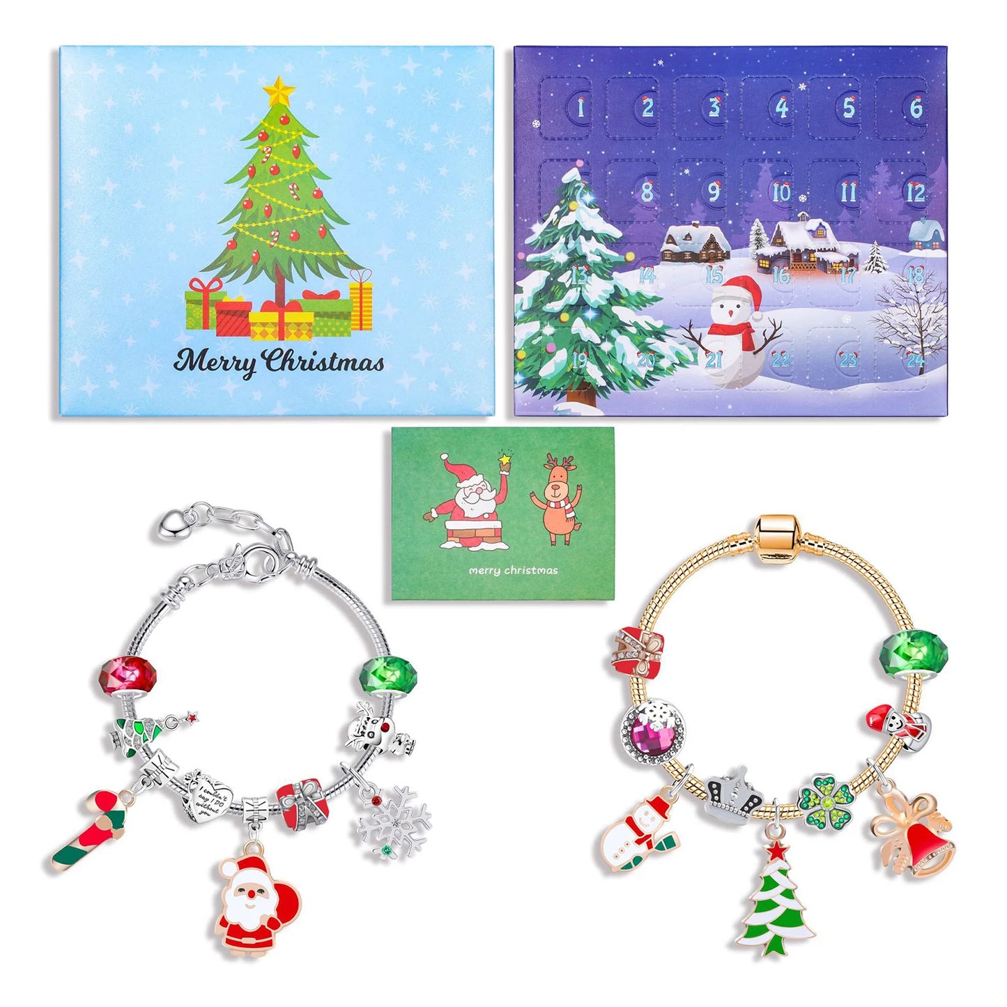 24-Grid Christmas Advents DIY Bracelet Gift Box Personalized Holiday Gift Box Toys For Kids Teens Boys Girls Beads Accesories