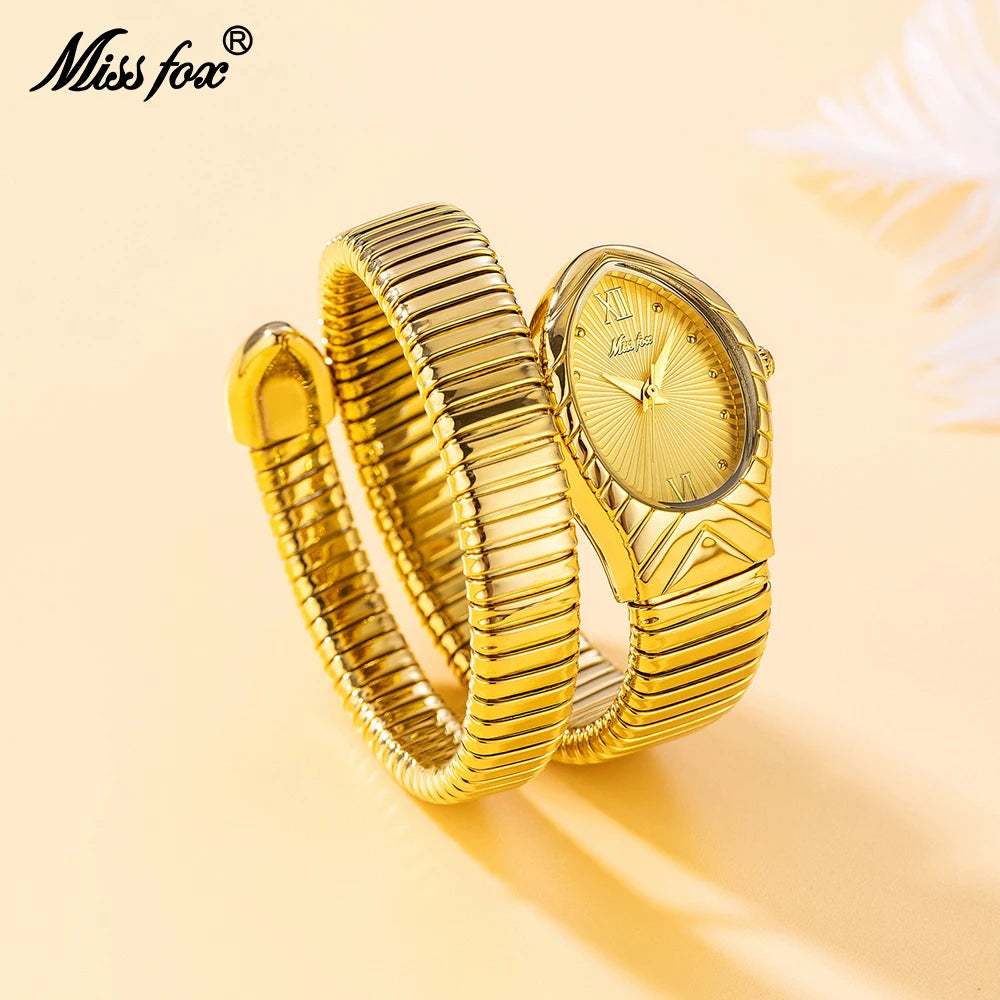 Top Brand MISSFOX Women's Watches New Quartz Snake Shape Simple Ladies Watch Fashion Unique Strap Waterproof Wristwatches