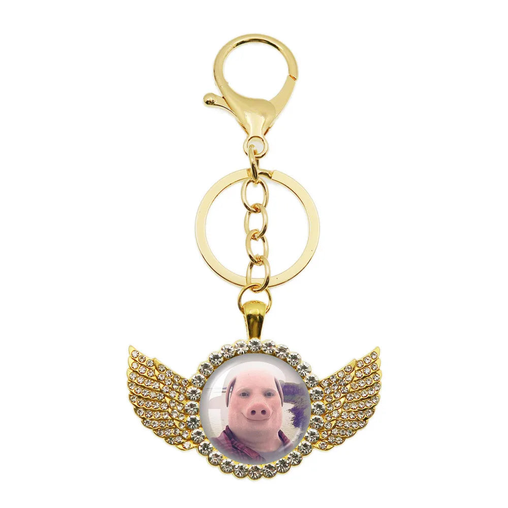 New John Pork Is Calling Answer Call Phone Humor Funny Pig Lover Graphic Meme Glass Dome Pendant Cabochon Keychain Jewelry Gifts