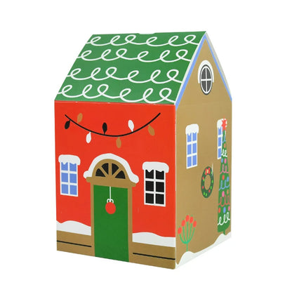 4pcs Christmas House Shape Candy Box Cartoon Merry Christmas Gift Packaging Chocolate Box Navidad 2025 New Year Party Kids Gifts