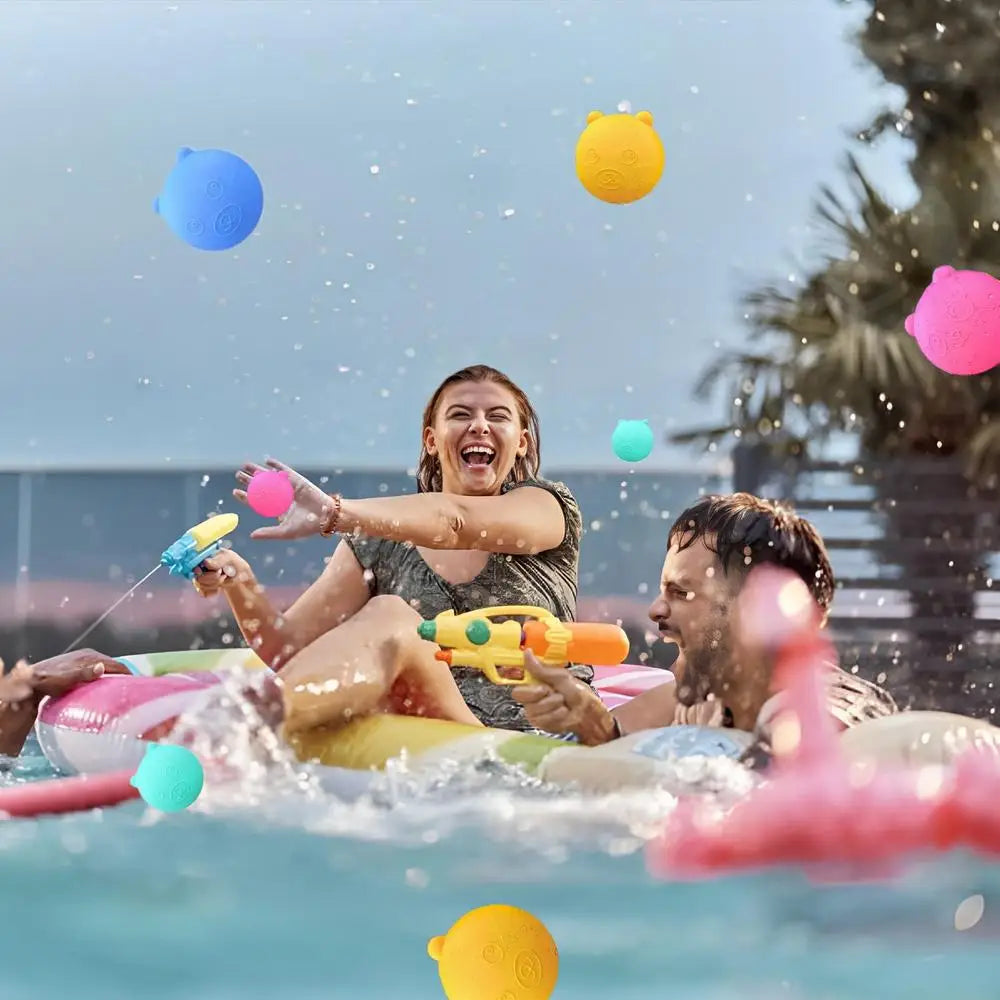 Reusable Water Baloons 16x Silicone Reusable Water Balls Quick Filling Creative Summer Pool Beach Outdoor Games For Kids &