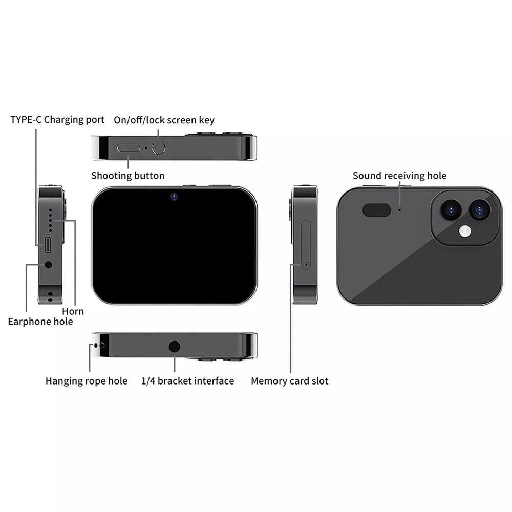 New 4K Digital Camera Night Vision Triple Lens 3Inch HD 64MP Touch Screen Entertainment Digital Camera OTG Transmission 3600mAh