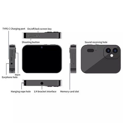 New 4K Digital Camera Night Vision Triple Lens 3Inch HD 64MP Touch Screen Entertainment Digital Camera OTG Transmission 3600mAh