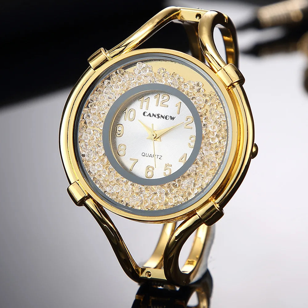 Women'S Watches Gold Diamond Quartz Bracelet Wrist Watch Big Dial Ladies Clock Stainless Steel Reloj Mujer Gift For Girlfriend