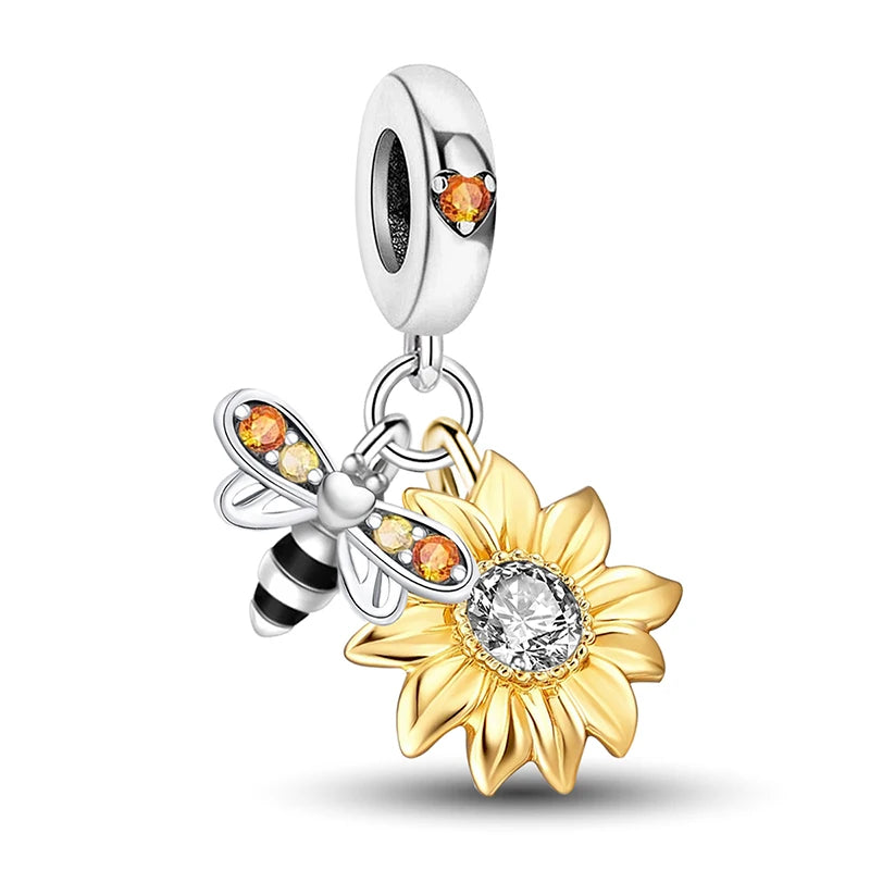 Original 925 Sterling Silver Charms Beads Glowing Luminous Bee Firefly Butterfly Pendant for Bracelet Bangle Charm DIY Jewelry