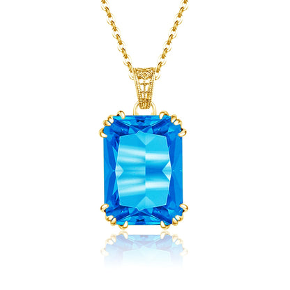 Unique Red Stone Ruby Necklace Gold For Women 13*18mm Rectangle 12 Colour Birthstone Pendant  Jewelry Luxury Christmas Gift Sale