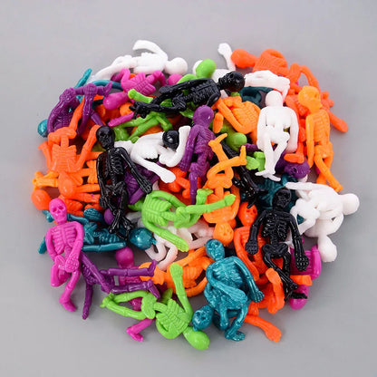 16Pcs Halloween Stretchable Skeleton Man Kids Party Favors TPR Soft Rubber Zombie Horror Doll Stress Relief Toy Halloween Gifts
